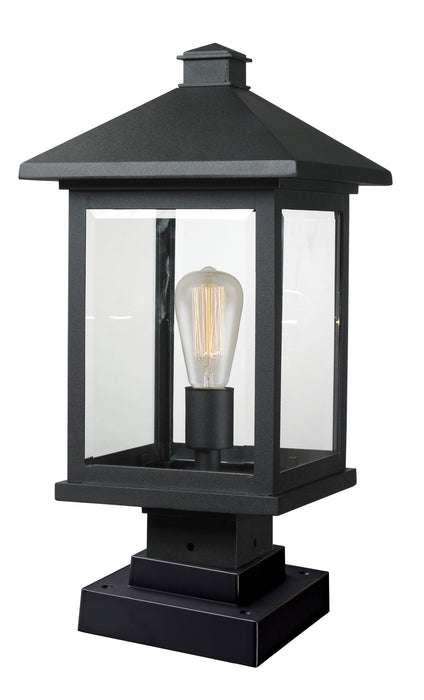 Outdoor Pier Mounted Fixture Z-Lite 531PHBS-SQPM-BK Black Portland 1 Light Outdoor Pier Mounted Fixture Z-Lite