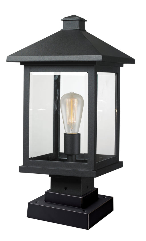 Outdoor Pier Mounted Fixture Z-Lite 531PHBS-SQPM-BK Black Portland 1 Light Outdoor Pier Mounted Fixture Z-Lite