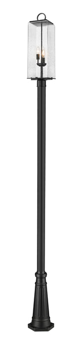 Outdoor Post Mounted Fixture Z-Lite 592PHBR-519P-BK Black Sana 3 Light Outdoor Post Mounted Fixture Z-Lite
