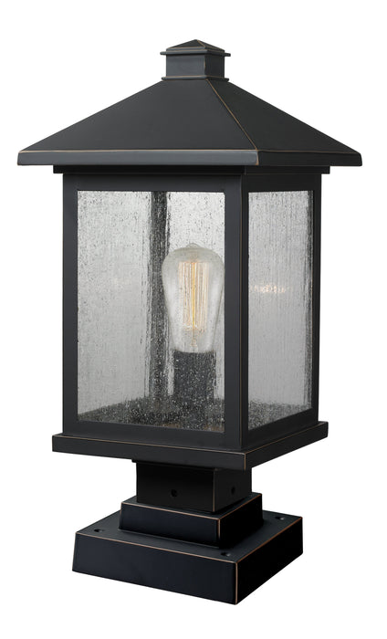Outdoor Pier Mounted Fixture Z-Lite 531PHBS-SQPM-ORB Oil Rubbed Bronze Portland 1 Light Outdoor Pier Mounted Fixture Z-Lite