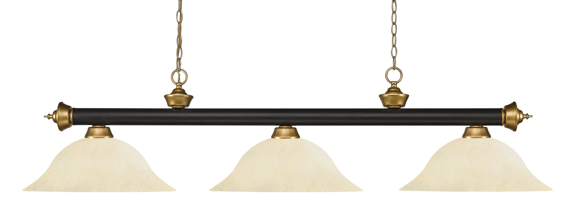 Billiard Z-Lite 200-3BRZ+SG-GM16 Bronze + Satin Gold Riviera 3 Light Billiard Z-Lite