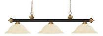 Billiard Z-Lite 200-3BRZ+SG-GM16 Bronze + Satin Gold Riviera 3 Light Billiard Z-Lite