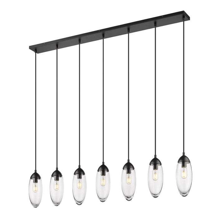 Linear Chandelier Z-Lite 651P-7L-MB Matte Black Arden 7 Light Linear Chandelier Z-Lite