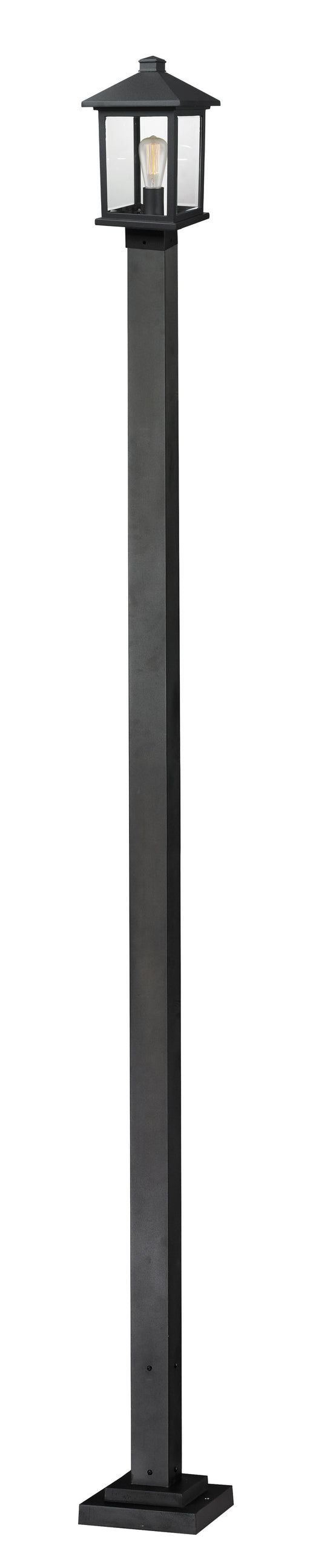 Outdoor Post Mounted Fixture Z-Lite 531PHMS-536P-BK Black Portland 1 Light Outdoor Post Mounted Fixture Z-Lite