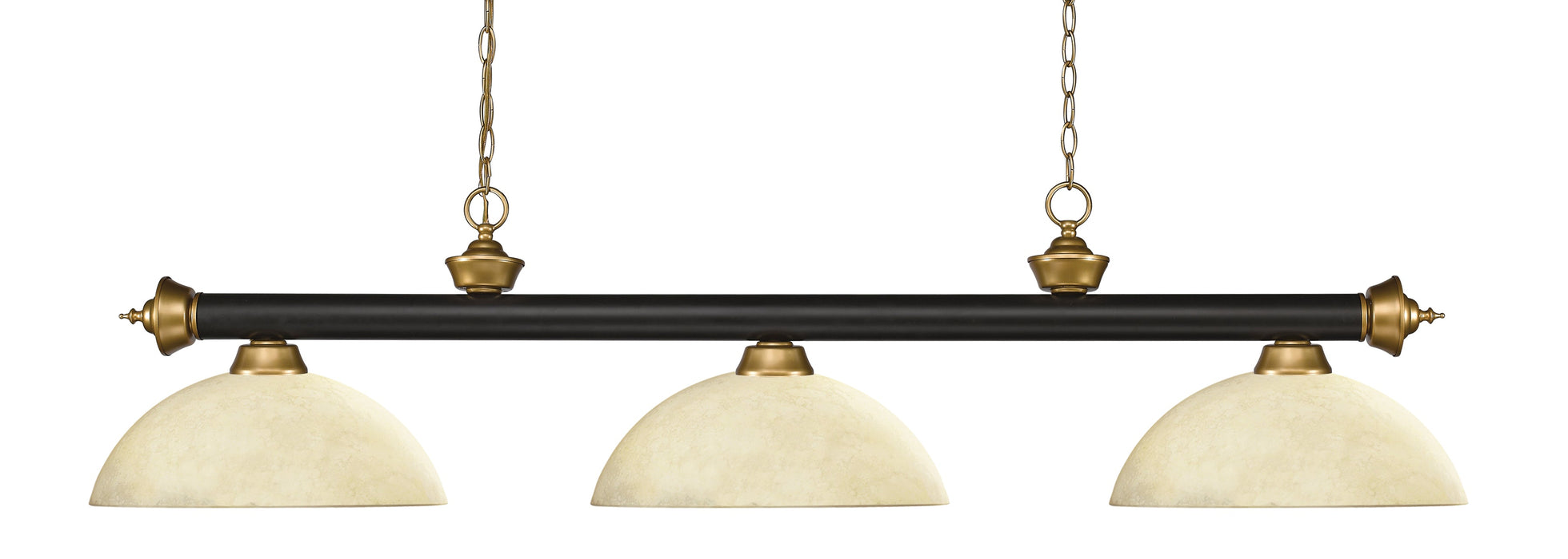 Billiard Z-Lite 200-3BRZ+SG-DGM14 Bronze + Satin Gold Riviera 3 Light Billiard Z-Lite