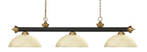 Billiard Z-Lite 200-3BRZ+SG-DGM14 Bronze + Satin Gold Riviera 3 Light Billiard Z-Lite