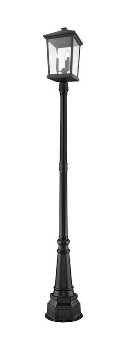 Outdoor Post Mounted Fixture Z-Lite 568PHXLR-564P-BK Black Beacon 3 Light Outdoor Post Mounted Fixture Z-Lite