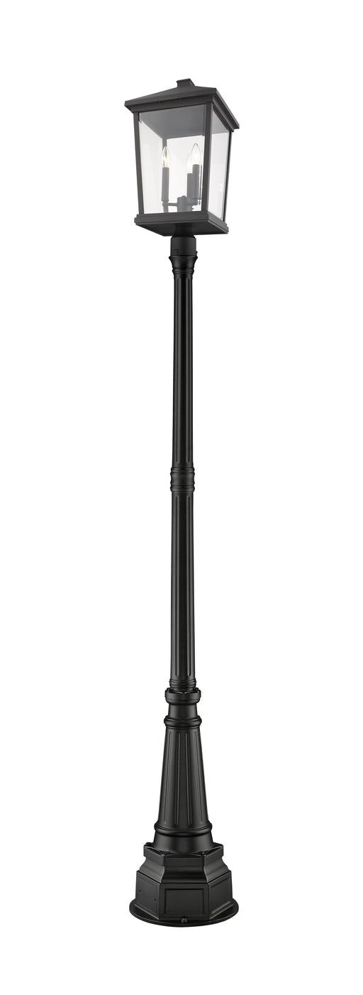 Outdoor Post Mounted Fixture Z-Lite 568PHXLR-564P-BK Black Beacon 3 Light Outdoor Post Mounted Fixture Z-Lite