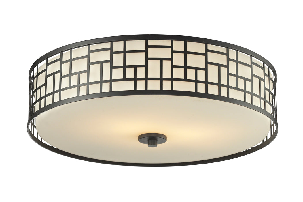 Flush Mount Z-Lite 329F20-BRZ Bronze Elea 3 Light Flush Mount Z-Lite