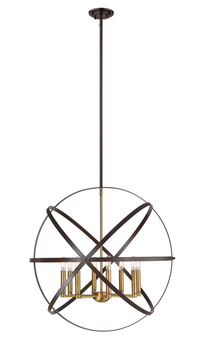 Chandelier Z-Lite 463-30HBRZ-OBR Hammered Bronze + Olde Brass Cavallo 8 Light Chandelier Z-Lite