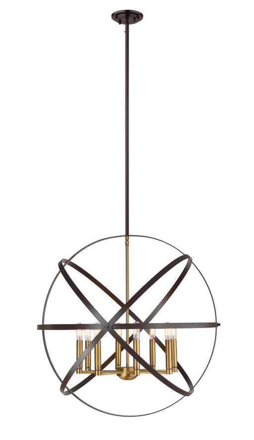 Chandelier Z-Lite 463-30HBRZ-OBR Hammered Bronze + Olde Brass Cavallo 8 Light Chandelier Z-Lite