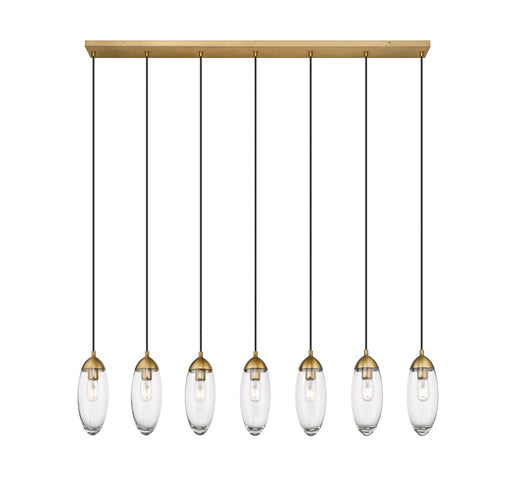 Linear Chandelier Z-Lite 651P-7L-RB Rubbed Brass Arden 7 Light Linear Chandelier Z-Lite