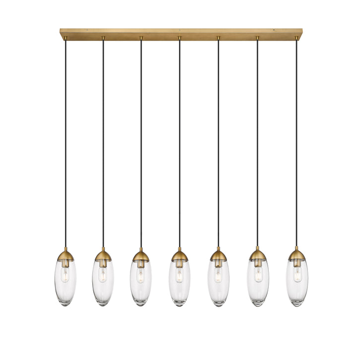 Linear Chandelier Z-Lite 651P-7L-RB Rubbed Brass Arden 7 Light Linear Chandelier Z-Lite