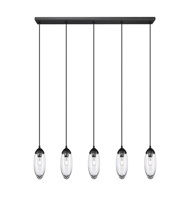 Linear Chandelier Z-Lite 651P-5L-MB Matte Black Arden 5 Light Linear Chandelier Z-Lite