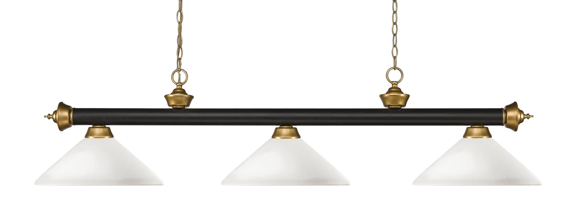 Billiard Z-Lite 200-3BRZ+SG-AMO14 Bronze + Satin Gold Riviera 3 Light Billiard Z-Lite
