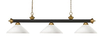 Billiard Z-Lite 200-3BRZ+SG-AMO14 Bronze + Satin Gold Riviera 3 Light Billiard Z-Lite