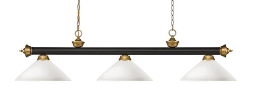 Billiard Z-Lite 200-3BRZ+SG-AMO14 Bronze + Satin Gold Riviera 3 Light Billiard Z-Lite