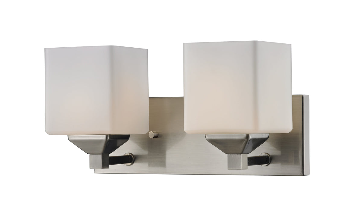 Vanity Light Z-Lite 2104-2V Brushed Nickel Quube 2 Light Vanity Z-Lite