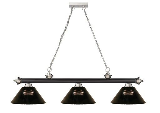 Billiard Z-Lite 2306-3MB-BN-ARS Matte Black + Brushed Nickel Cordon 3 Light Billiard Z-Lite