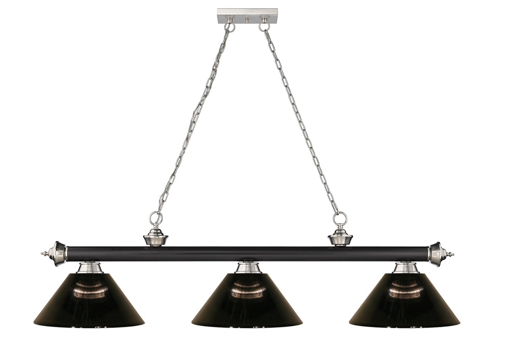 Billiard Z-Lite 2306-3MB-BN-ARS Matte Black + Brushed Nickel Cordon 3 Light Billiard Z-Lite
