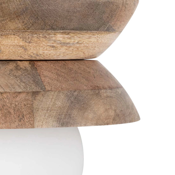 Pendant Canarm IPL2153B01NA Kali 1-Light Pendant with Natural Mango Wood & Frosted Glass Globe Canarm