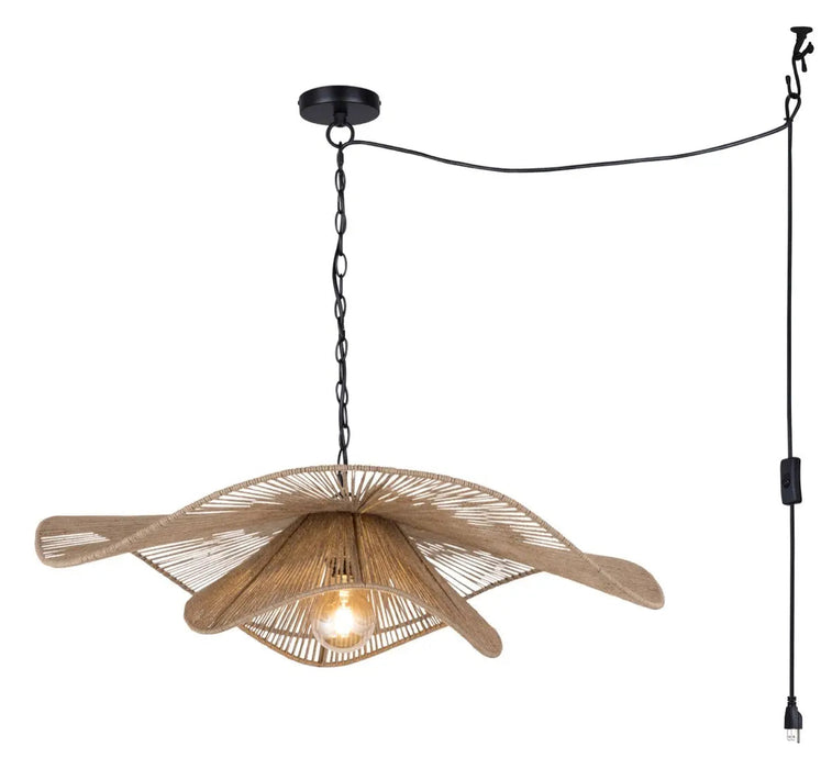 Canarm IPL2273B01NA32 Malana Woven Jute Swag Pendant LightStoreUSA
