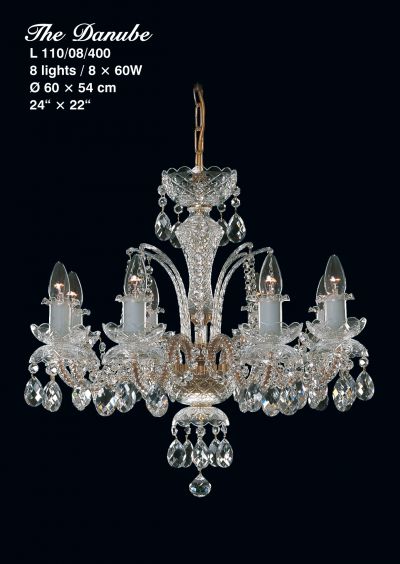 Chandelier The Danube L 110/08/400 CH Crystal Chandelier Tomia Crystal Chandeliers