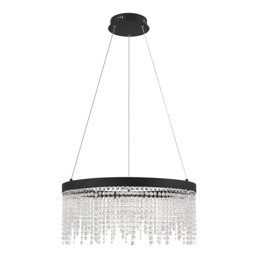 LED Chandelier Eglo 204356A Antelao Black and Crystal Round Chandelier Eglo