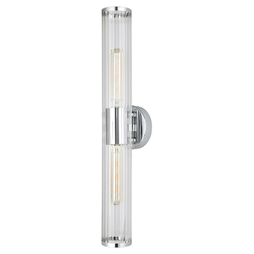 Wall Sconce / Vanity Eglo 204541A Varvara 2 Light Bath Vanity Light in Chrome and Ribbed Glass Eglo