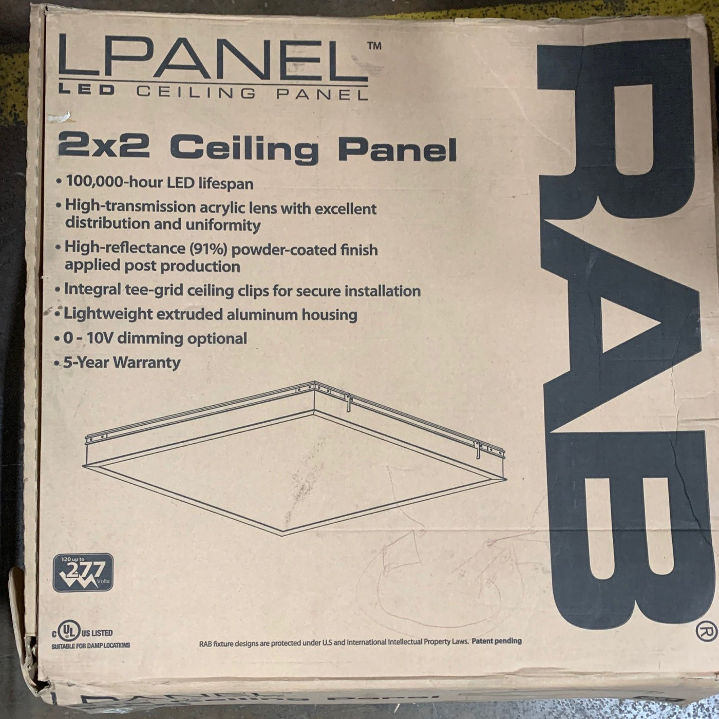 RAB Lighting PANEL2X2-41N - 2' x 2' Recessed LED Panel -41 Watt 4000K ...