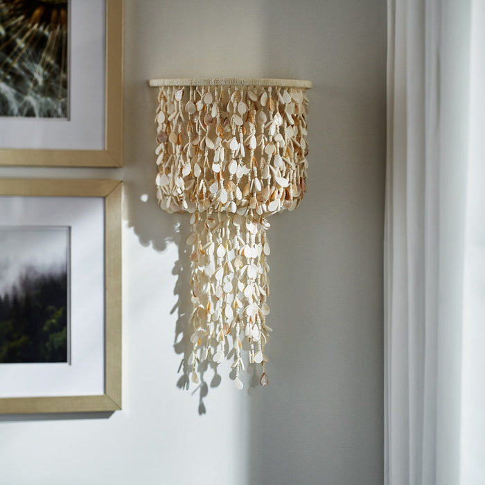 Wall Sconce Palecek 2751-79 Calabria Wood Bead and Shell Wall Sconce Palecek