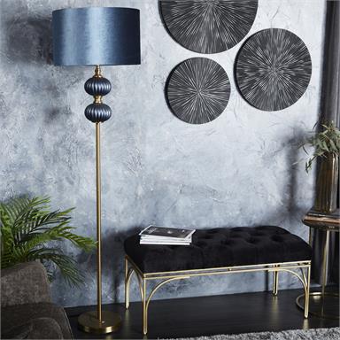 Gold and Blue Velvet Luxury Floor Lamp