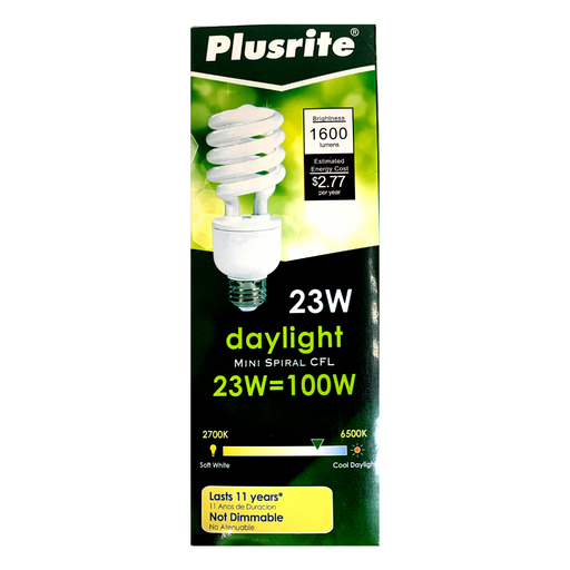 CFL Spiral Plusrite 4323 CF23ET3/SP/850 23W Compact Fluorescent Spiral Bulb 5000K Plusrite
