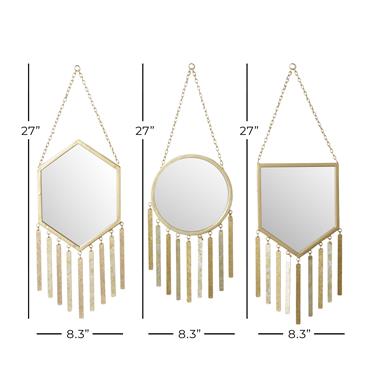 Mirror 43322 Gold Mini Mirror with Metal Tassels - 3 shapes Uma