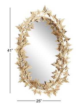 Gold Glam Oval Butterfly Mirror 25 x 41 inches