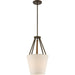 Pendant Nuvo 60-5897 Seneca 3 Light Pendant with Beige Linen Fabric Shade - Aged Bronze Finish with Rope Accent Nuvo Lighting