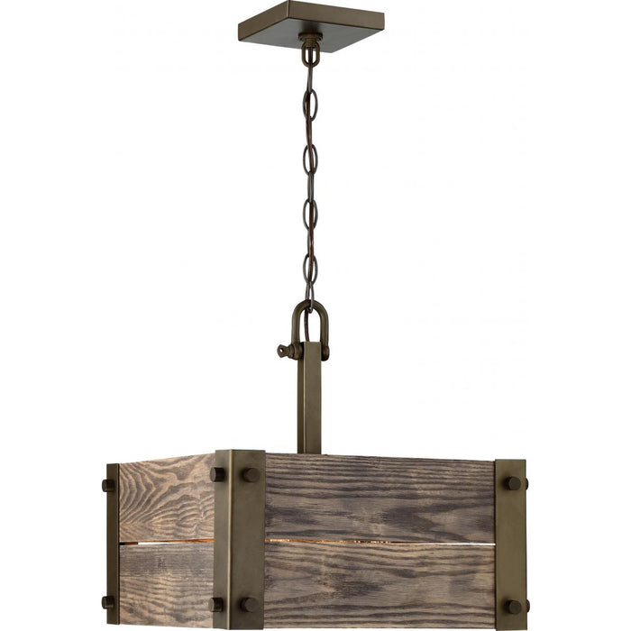 Pendant Nuvo 60-6423 Winchester 4 Light Square Pendant with Aged Wood - Bronze Nuvo Lighting