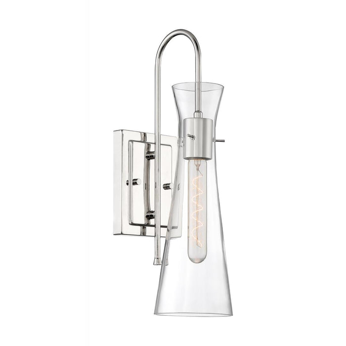 Wall Sconce Nuvo Lighting 60-6867 Bahari 1 Light Sconce with Clear Glass Polished Nickel Finish Nuvo Lighting