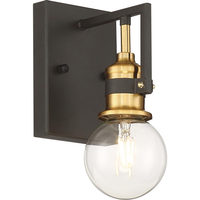Wall Sconce Nuvo Lighting 60-6971 Intention 1 Light Vanity Sconce in Warm Brass and Black Nuvo Lighting