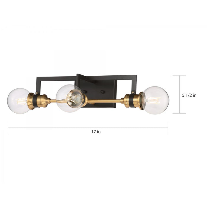 Wall Sconce / Vanity Nuvo Lighting 60-6973 Intention 3 Light Vanity in Warm Brass and Black Nuvo Lighting