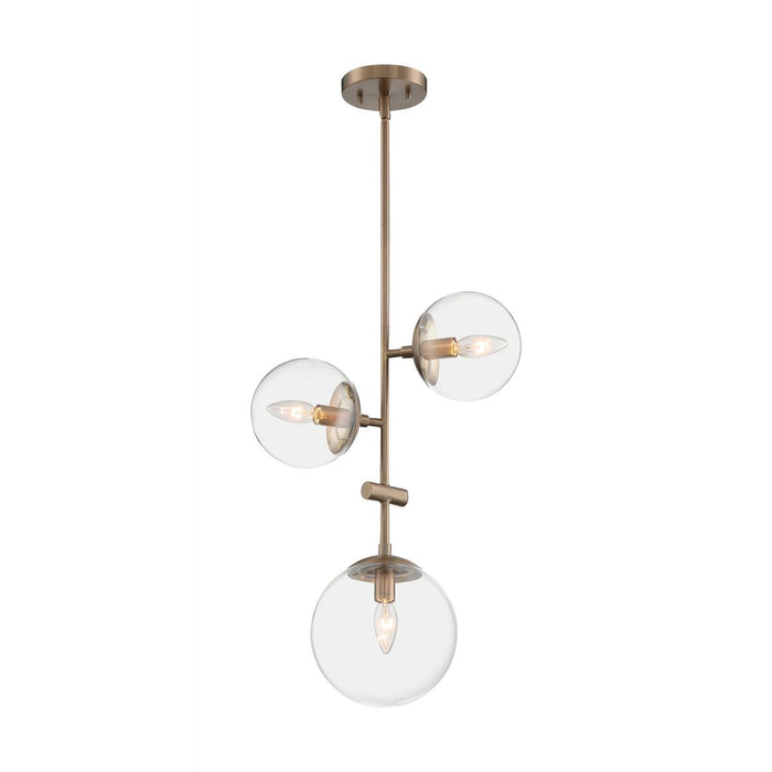Pendant Nuvo 60-7124 Sky - 3 Light Pendant with Clear Glass - Burnished Brass Finish Nuvo Lighting