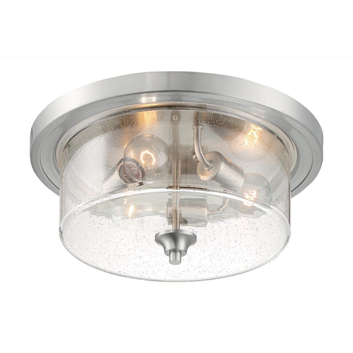 Flush Mount Nuvo 60-7191 Bransel 3 Light Flush Mount with Seeded Glass - Brushed Nickel Finish Nuvo Lighting