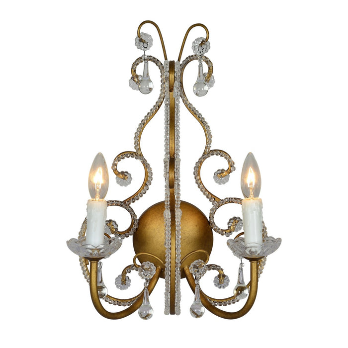 Wall Sconce Forty West Designs 70304 Fitzjohn Beaded Crystal & Gold Sconce Shabby Chic by Rachel Ashwell Forty West Designs