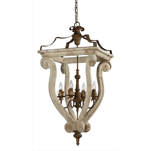 Chandelier Forty West Designs 70735 Abbey 4 Light Distressed Wood Chandelier Forty West Designs