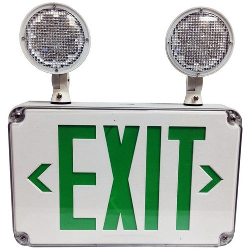 Exit Emergency Combo Morris 73457 LED Wet Location Combo Exit and Emergency Sign Green Emergency Backup Morris