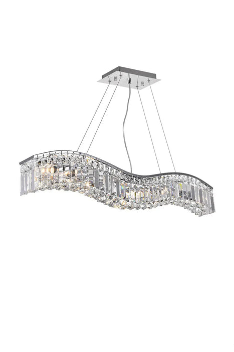 Crystal Chandelier 8004P36C-A Glamorous 7-Light Wave Linear Crystal Chandelier CWI