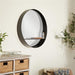 Mirror Round Black Contemporary Wall Mirror with Shelf 24" UMA