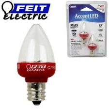 Night Light Bulb Feit Electric BPC7/R/LED 1W Red C7 Night Light Bulb 2 Pack 120V Feit