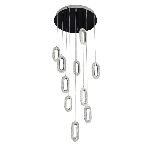 Grand Entry Chandelier Suzanne L1680/10/600CH 10 Light Modern LED Chandelier in Chrome Tomia Crystal Chandeliers