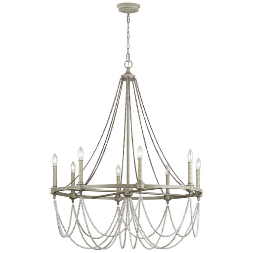Chandelier Feiss Beverly French Washed Oak Eight Light 36" Chandelier Feiss